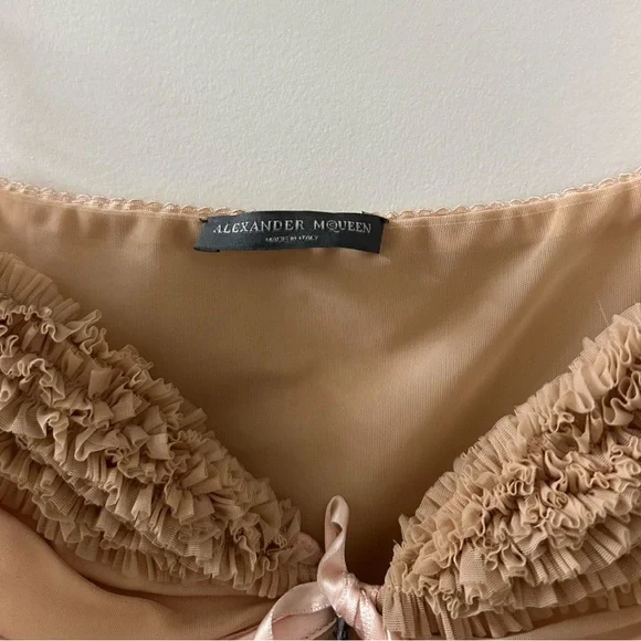 Vintage 2003 Alexander McQueen Irere Mesh Knit Leather Cherry Camisole - Picture 5 of 6